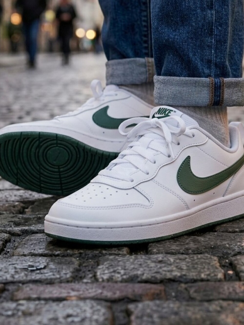 Classic Nike Court Borough Low Recraft Sneakers - White & Vintage Green